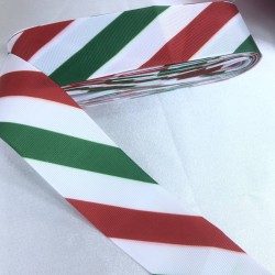 Yeniyıl S&uuml;sleme Paketleme Kurdelesi Yeşil &Ccedil;izgili 4 Cm-YENI-1082