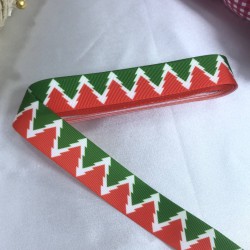 2023 Süsleme Hediye Paketleme Kurdelesi Yeşil Kırmızı Çam Ağacı-YENI-1085