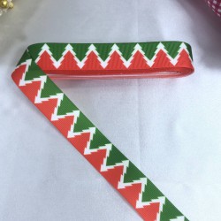 2023 Süsleme Hediye Paketleme Kurdelesi Yeşil Kırmızı Çam Ağacı-YENI-1085