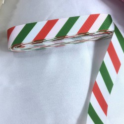 2023 Süsleme Hediye Paketleme Kurdelesi Yeşil Kırmızı Çizgi Desenli-YENI-1086