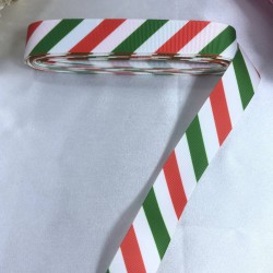 2023 Süsleme Hediye Paketleme Kurdelesi Yeşil Kırmızı Çizgi Desenli-YENI-1086