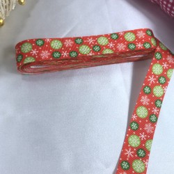 2023 Süsleme Hediye Paketleme Kurdelesi Yeşil Kırmızı Kar Tanesi-YENI-1087