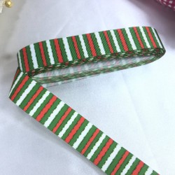 2023 Süsleme Hediye Paketleme Kurdelesi Yeşil Kırmızı Düz Çizgi Desenli-YENI-1088