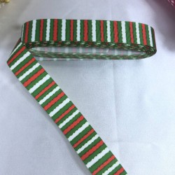 2023 Süsleme Hediye Paketleme Kurdelesi Yeşil Kırmızı Düz Çizgi Desenli-YENI-1088