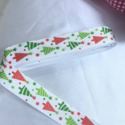 2023 Süsleme Hediye Paketleme Kurdelesi Yeşil Kırmızı Çam Ağacı-YENI-1090