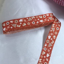 2023 Süsleme Hediye Paketleme Kurdelesi Kırmızı Hediye Desenli-YENI-1091