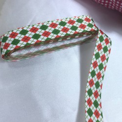 2023 Süsleme Hediye Paketleme Kurdelesi Kırmızı Yeşil Desenli-YENI-1092