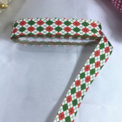 2023 Süsleme Hediye Paketleme Kurdelesi Kırmızı Yeşil Desenli-YENI-1092