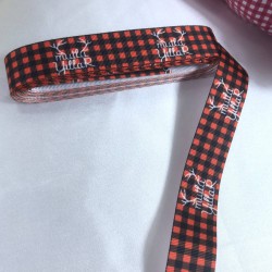 2023 Süsleme Hediye Paketleme Kurdelesi Kırmızı Ekoseli Mutlu Yıllar-YENI-1095