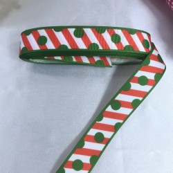 2023 Süsleme Hediye Paketleme Kurdelesi Yeşil Nokta Desenli-YENI-1096