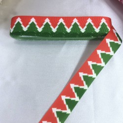 2023 Süsleme Hediye Paketleme Kurdelesi Kırmızı Yeşil Çam Ağacı-YENI-1098