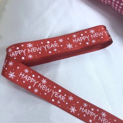 2023 Süsleme Hediye Paketleme Kurdelesi Kırmızı Happy New Year-YENI-1099