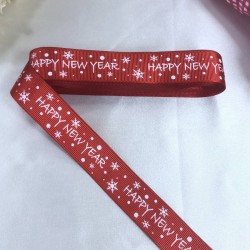 2023 Süsleme Hediye Paketleme Kurdelesi Kırmızı Happy New Year-YENI-1099