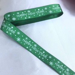 2023 Süsleme Hediye Paketleme Kurdelesi Yeşil Happy New Year-YENI-1102