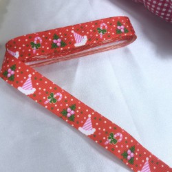 Yeniyıl 2023 Hediye Paketleme Kurdelesi Kırmızı Şapka Desenli-YENI-1107