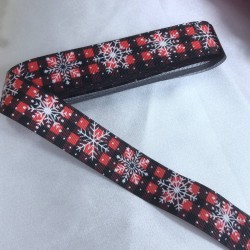 Yeniyıl 2023 Hediye Paketleme Kurdelesi Siyah Kırmızı Kar Tanesi-YENI-1120