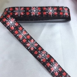 Yeniyıl 2023 Hediye Paketleme Kurdelesi Siyah Kırmızı Kar Tanesi-YENI-1120