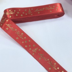 Yeniyıl 2023 Hediye Paketleme Kurdelesi Kırmızı Saten Mutlu Yıllar-YENI-1189