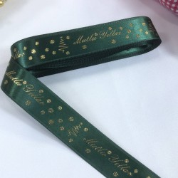 Yeniyıl 2023 Hediye Paketleme Kurdelesi Yeşil Saten Mutlu Yıllar-YENI-1191