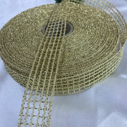 Hediye Paketleme Kurdelesi Gold Simli File Kurdele-YENI-1196