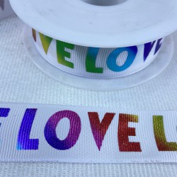 Rengarenk Parlak Love Yazılı Grogren Kurdele-YENI-1202