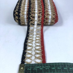 Kırmızı Beyaz Siyah Hasır Detaylı Dekoratif Şerit-YENIHASIR-11