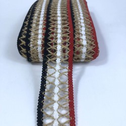 Kırmızı Beyaz Siyah Hasır Detaylı Dekoratif Şerit-YENIHASIR-11