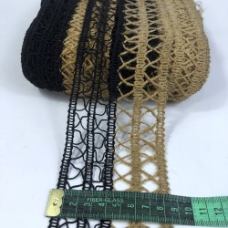 Siyah Hasır Dört Şerit Çapraz Desenli Geniş Dekoratif Şerit-YENIHASIR-2