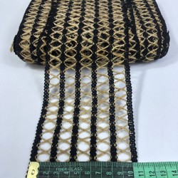 Siyah Hasır Çapraz Desenli Beş Şerit Geniş Dekoratif Şerit-YENIHASIR-3