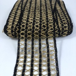 Siyah Hasır Çapraz Desenli Beş Şerit Geniş Dekoratif Şerit-YENIHASIR-3