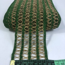 Yeşil Hasır Dört Şerit Çapraz Desenli Geniş Dekoratif Şerit-YENIHASIR-9