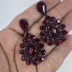 Bordo Damla Model İri Ufak Taşlı Kına Düğün Nişan Küpesi-YENIKUPE-1003 Bordo Damla Model İri Ufak Taşlı Kına Düğün Nişan Küpesi-YENIKUPE-1003