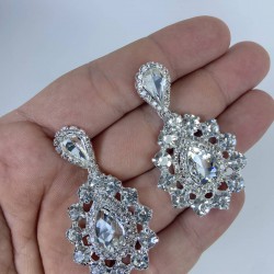 Gümüş Damla Model İri Ufak Taşlı Kına Düğün Nişan Küpesi-YENIKUPE-1004 Gümüş Damla Model İri Ufak Taşlı Kına Düğün Nişan Küpesi-YENIKUPE-1004