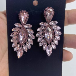 Pembe İnce Mekik Taşlı Kına Düğün Nişan Küpesi-YENIKUPE-1006 Pembe İnce Mekik Taşlı Kına Düğün Nişan Küpesi-YENIKUPE-1006