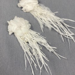 Beyaz Lazer Çiçekli İncili Deve Kuşu Tüylü Küpe-YENIKUPE-1019 Beyaz Lazer Çiçekli İncili Deve Kuşu Tüylü Küpe-YENIKUPE-1019