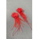 Kırmızı Lazer Çiçekli Deve Kuşu Tüylü Küpe-YENIKUPE-1024