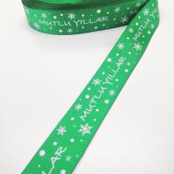 Mutlu Yıllar Desenli Grogren Kurdele 2,5 cm 1 Metre-YENY-124