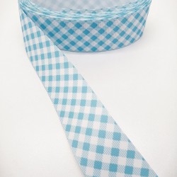 Bebe Mavi Kareli Grogren Kurdele 4 cm 1 Metre-YENY-126