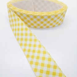 Sarı Kareli Grogren Kurdele 4 cm 1 Metre-YENY-128