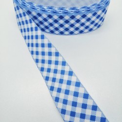 Koyu Mavi Kareli Grogren Kurdele 4 cm 1 Metre-YENY-129 Koyu Mavi Kareli Grogren Kurdele 4 cm 1 Metre-YENY-129