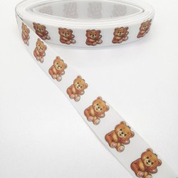 Ayıcık Desenli Grogren Kurdele 2,5 cm 1 Metre-YENY-133