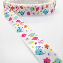 Renkli Desenli Saten Kurdele 2,5 cm 1 Metre-YENY-135