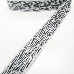 Siyah Zebra Desenli Grogren Kurdele 2,5 cm 1 Metre-YENY-137