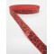 Kırmızı Leopar Desenli Grogren Kurdele 2,5 cm 1 Metre-YENY-138