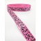Fuşya Leopar Desenli Grogren Kurdele 2,5 cm 1 Metre-YENY-139