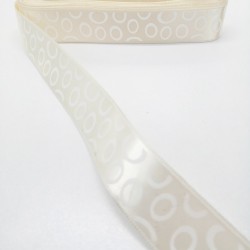 Krem Nokta Desenli Saten Kurdele 2,5 cm 1 Metre-YENY-140 Krem Nokta Desenli Saten Kurdele 2,5 cm 1 Metre-YENY-140