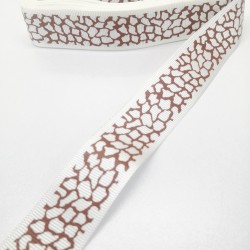 Beyaz Leopar Desenli Grogren Kurdele 2,5 cm 1 Metre-YENY-143