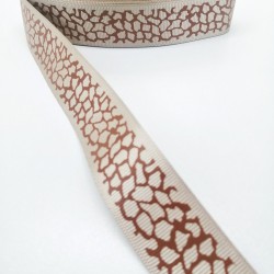 Cappicino Leopar Desenli Grogren Kurdele 2,5 cm 1 Metre-YENY-144