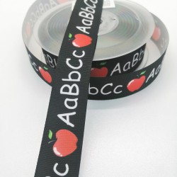 Siyah Yazılı Grogren Kurdele 2,5 cm 1 Metre-YENY-147