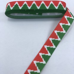 Yeşil Kırmızı &Ccedil;am Ağacı Desenli Grogren Kurdele-YILBASI-1001